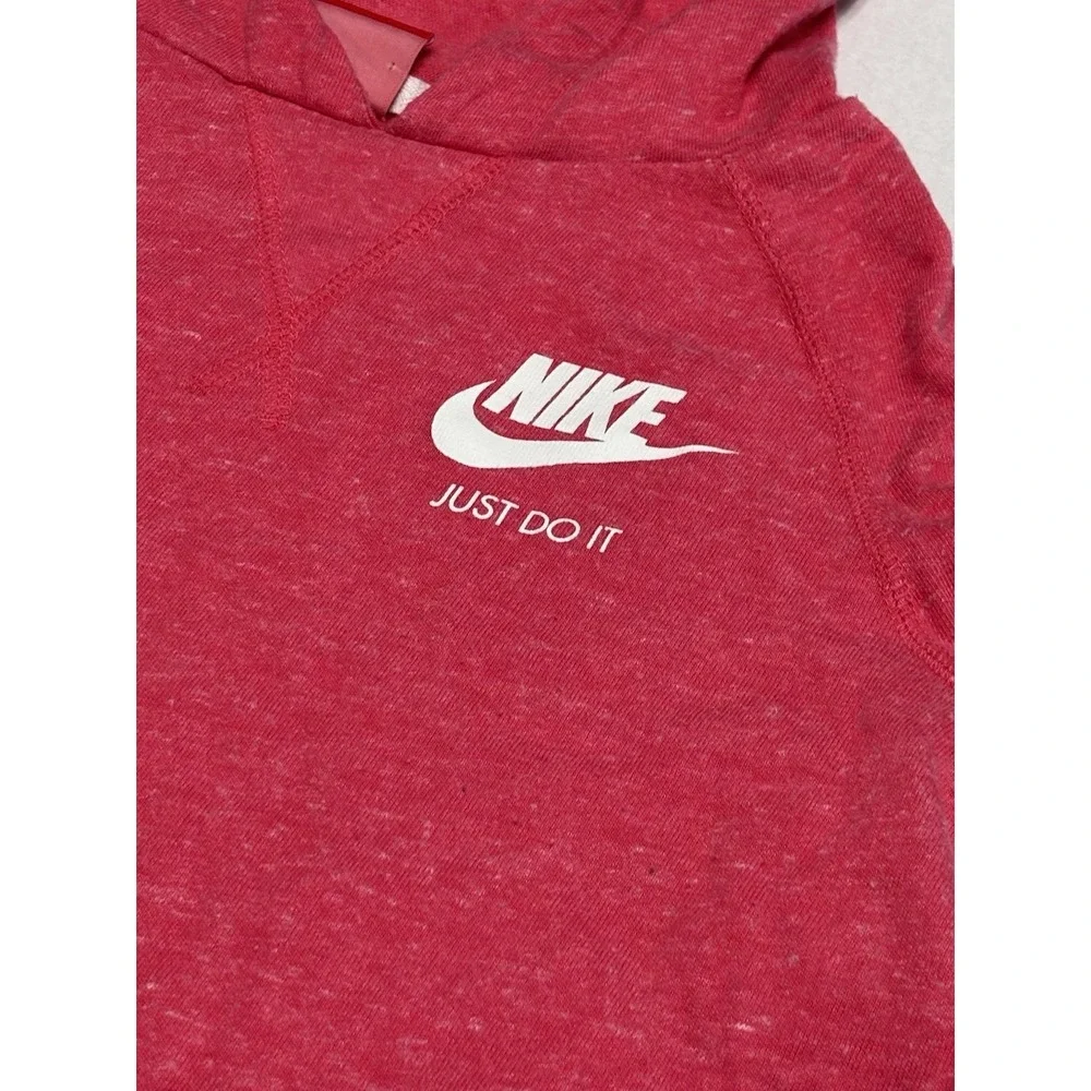 Nike Just Do It Hoodie Dress Red Heather Youth XL Short Sleeve Kangaroo Pocket‎